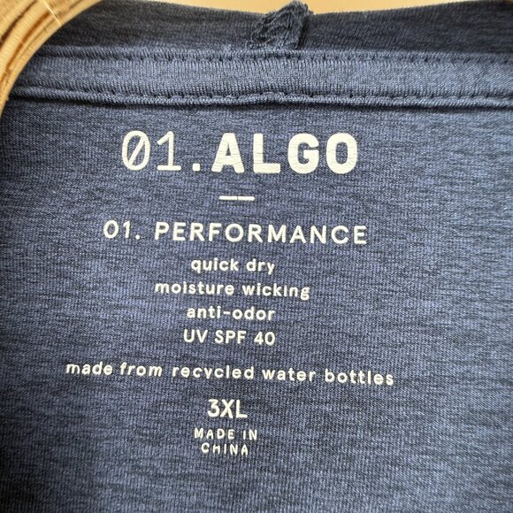 01.ALGO 0.1 Performance Hoodie Quick Dry UV SPF 40 Pullover Mens 3XL Blue Preppy - Picture 7 of 9